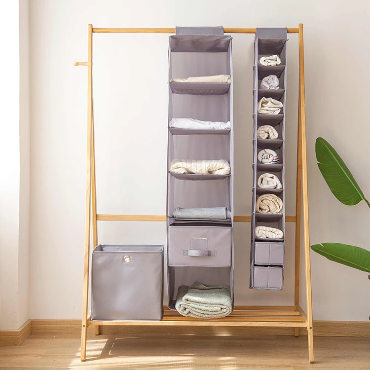 Wholesale MDF top polyester bedroom hanging portable security drawer type foldable hanging kids adults clothes organizer