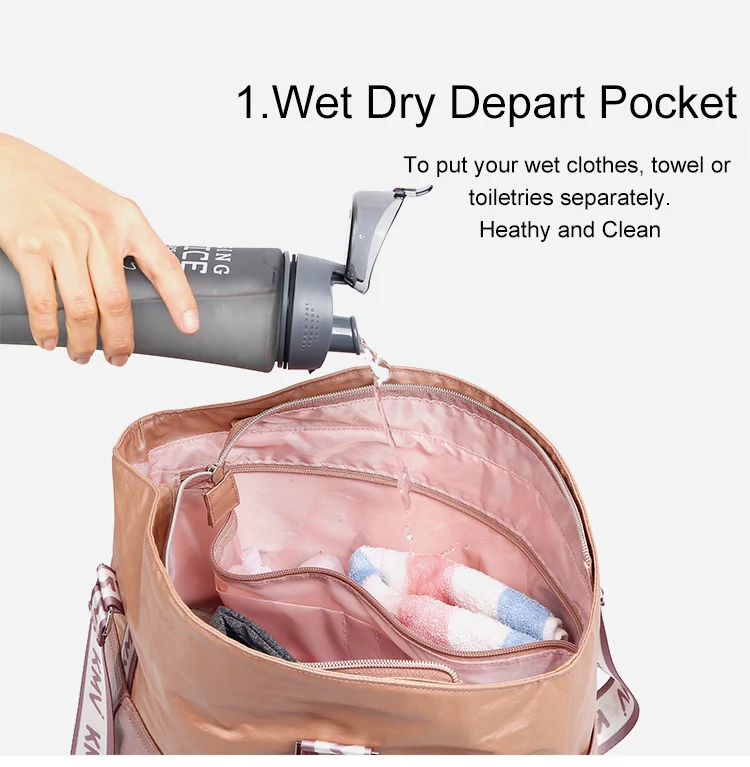 
Custom Tote Bag High Quality with Shoe Compartment Nylon Gym Bag Tote 