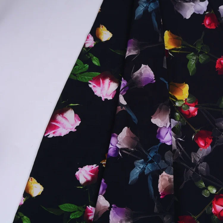 Best seller breathable soft touch rayon satin flower leaf vivid 3d digital printed fabric for dresses