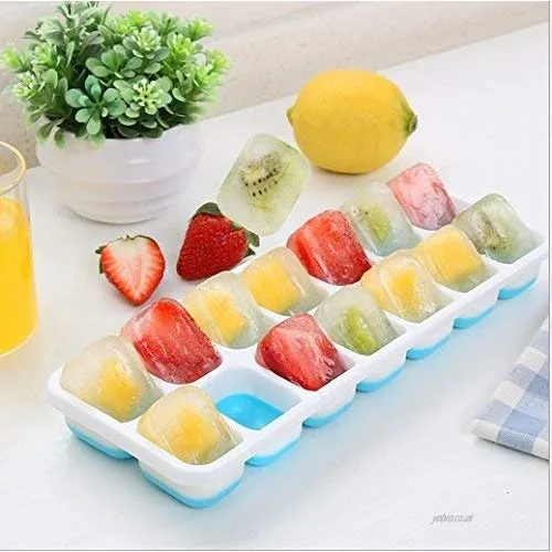 Easy Release Silicone 14-Ice cube Trays Silicone Ice Cube Mould with Spill-Resistant Removable Lid