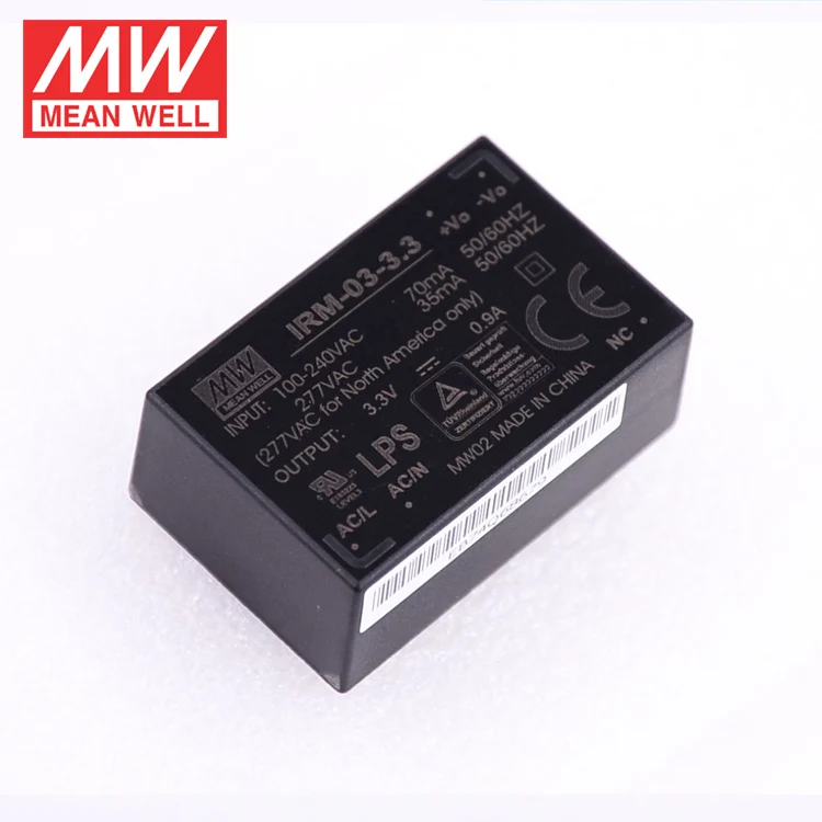 SMPS MeanWell IRM-03-3.3 3W 3.3V 900mA AC-DC Open Frame Single Output Encapsulated Type Switching Power Supply