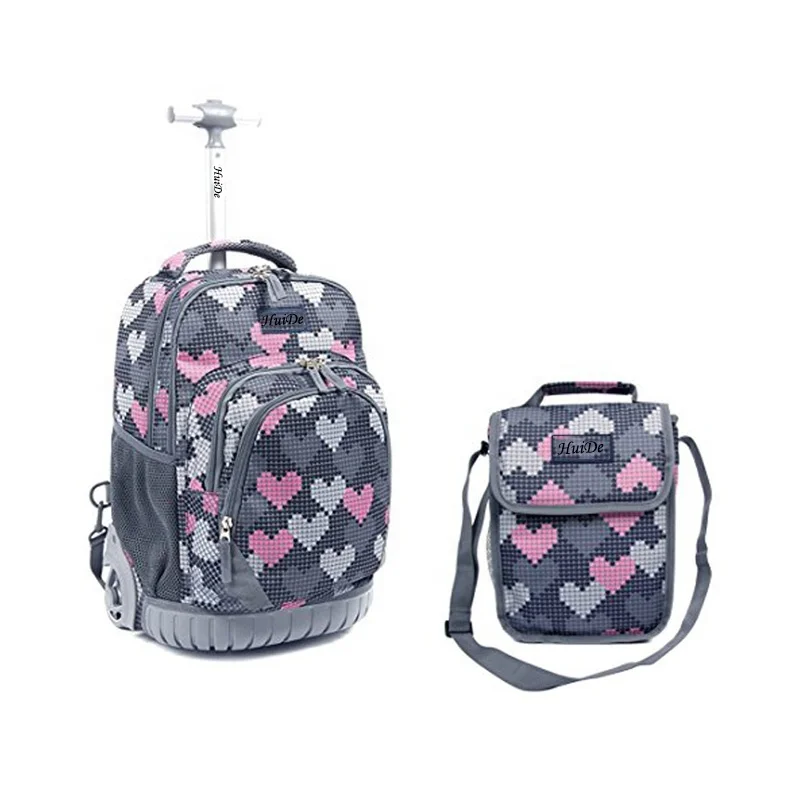 2021 New Fashion Wheeled School Backpack with Lunch Box