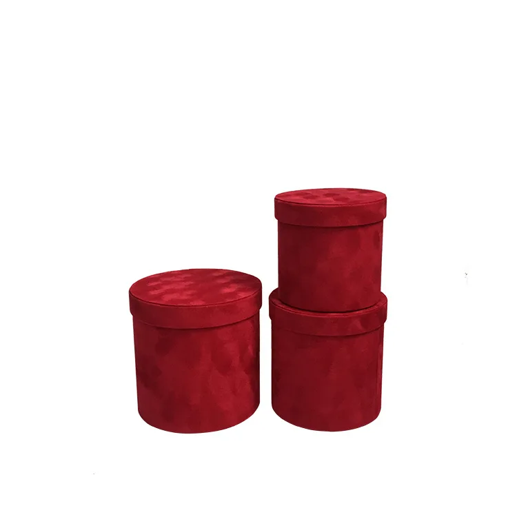 hat cardboard paper suede velvet round cylinder flower box