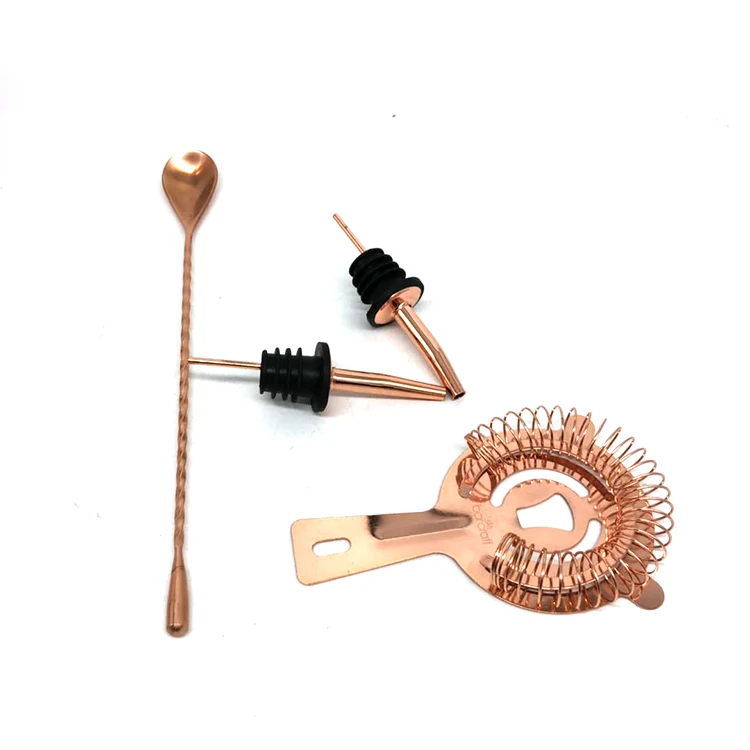 Eco Friendly Products 2020 750ml Deluxe Gold Copper Cocktail Shaker Set Bartender Kit Stainless Steel Cocktail Bar Kit