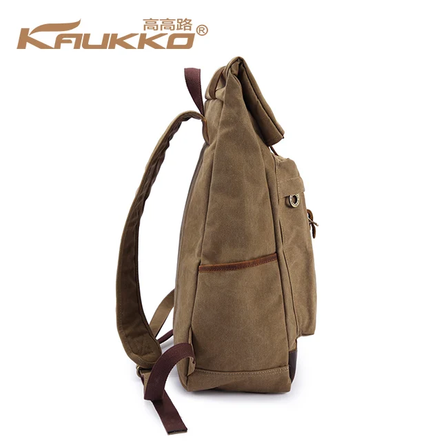 Trendy Vintage Canvas Bookbag Backpacks Canvas and Leather Camping Rucksack Satchel