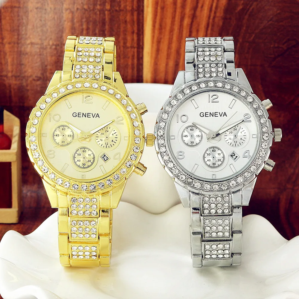 new style stone diamond beautiful geneva luxury lady watch bracelet watch women fashion watch wholesale