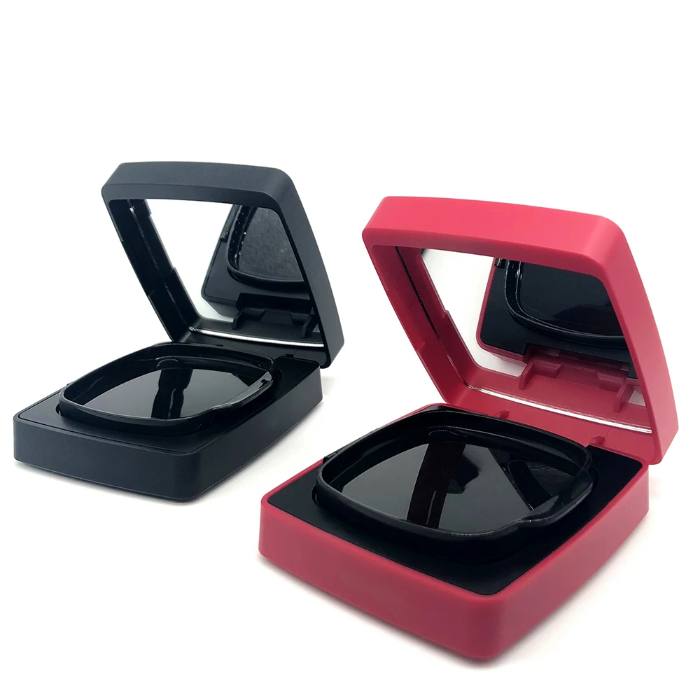 Custom empty cosmetic foundation powder compact with mirror and puff square magnet air cushion case