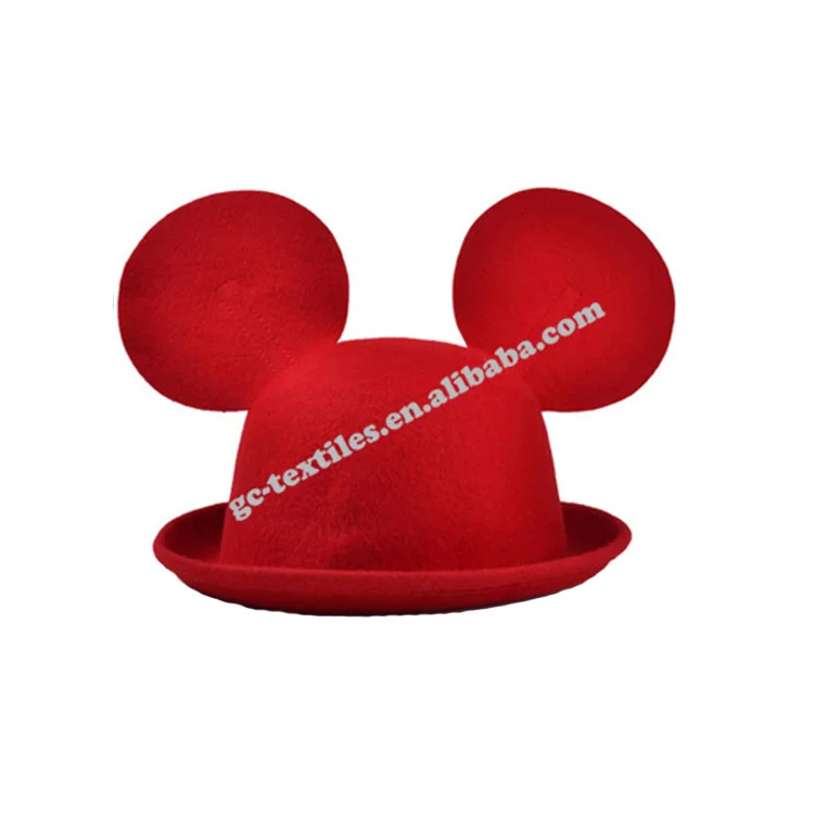 Оптовая цена Микки Маус мультфильм милые большие уши куполообразные дешевые шерстяные женские фетровые шляпы Федора