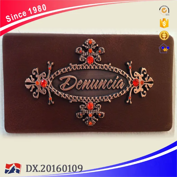
Garment Jeans PU Leather Labels with Metals and Rhinestones 