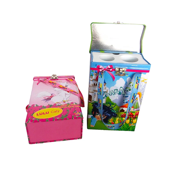 tin can with handle / metal cane hand-held tin case /  tin box for children