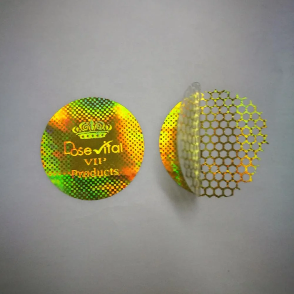 Custom logo colorful honeycomb waterproof 3D hologram paper sticker/label/tape for brand protection