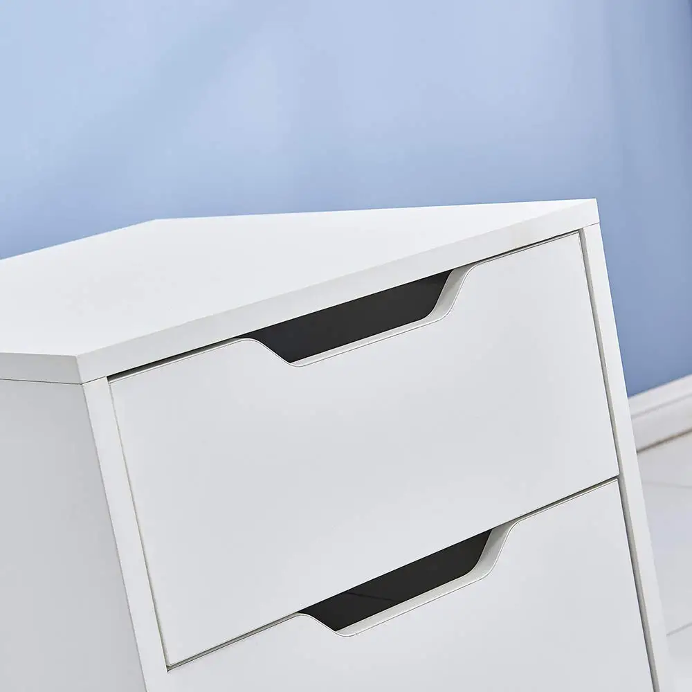 White Wood Mobile File Cabinet with 3 Storage Drawers Under Desk