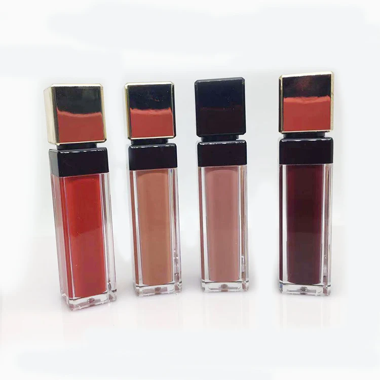 
gold square bottle do your own brand lip gloss oem Print your Logo on bottles and box 