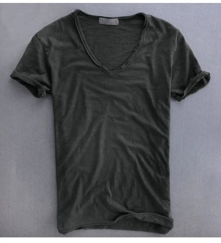 
2019 New style Customized white short-sleeve Plain cotton V-NECK T Shirts In Bulk,unisex 