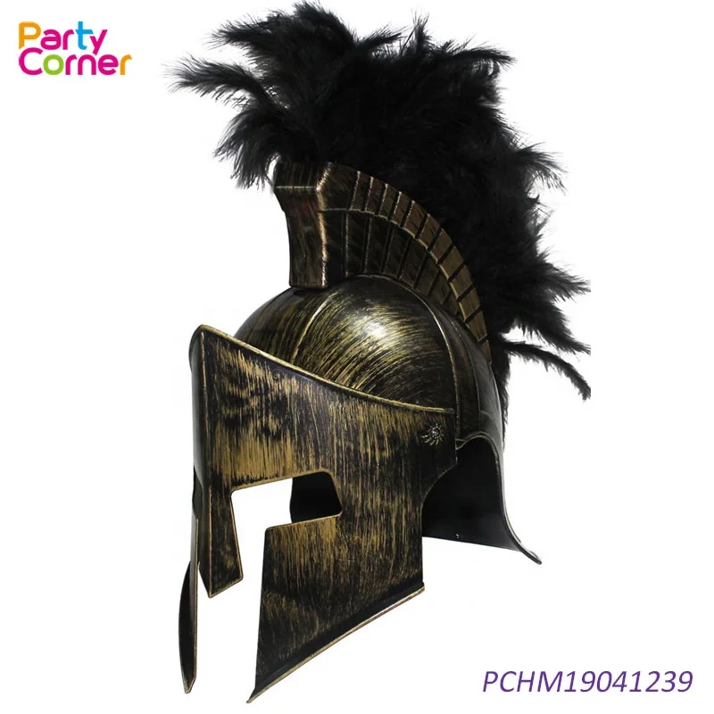 Spartan Helmet Armor Adult Medieval Roman Knight Hat With Hair