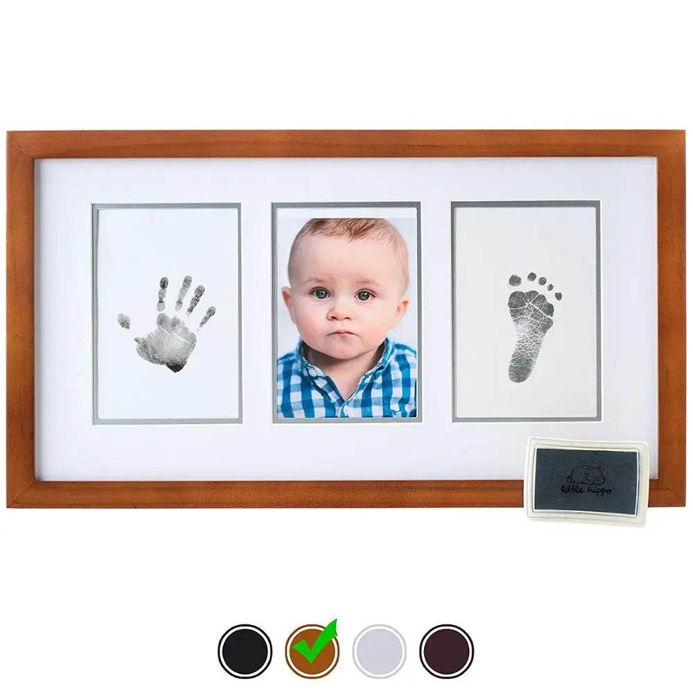 
Newborn Baby Handprint Footprint Photo Frame Kit For Gifts Wooden Home Decor 