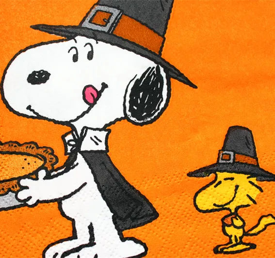 Orange paper towels printed with cartoon dog food grade