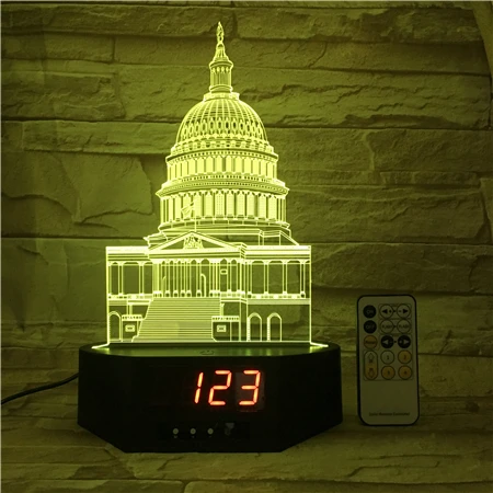 Tourist Attractions Type Innovative Time Alarm Clock LED Illusion Night Light Acrylic 3D Lamp