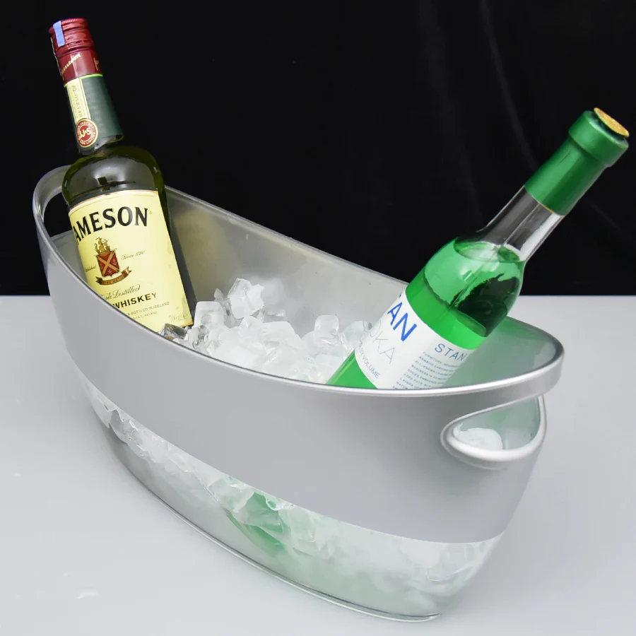 7L oval shape ps plastic white color ice bucket for bar