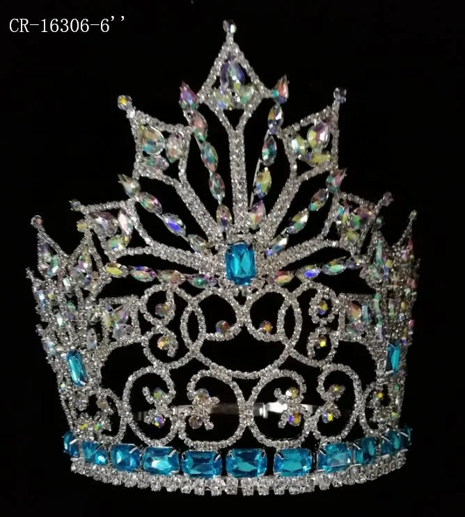 2023 Round Rhinestone Princess Tiara Queen Crown Large Custom Miss World Pageant Crown