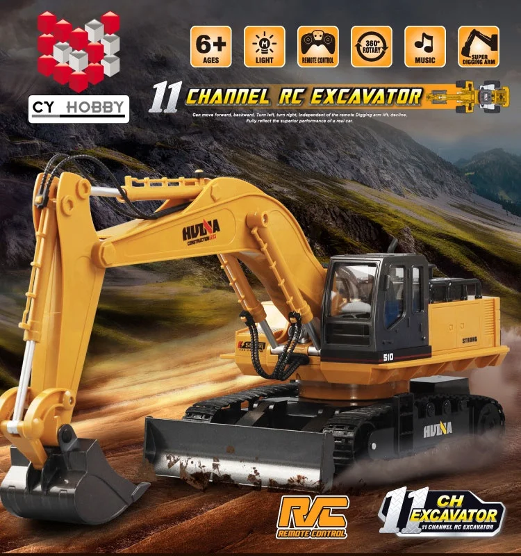 1:16 11CH 2.4G RC Metal  Radio Control  DIGGER Crawler rc huina excavator of HUINA 1510 510