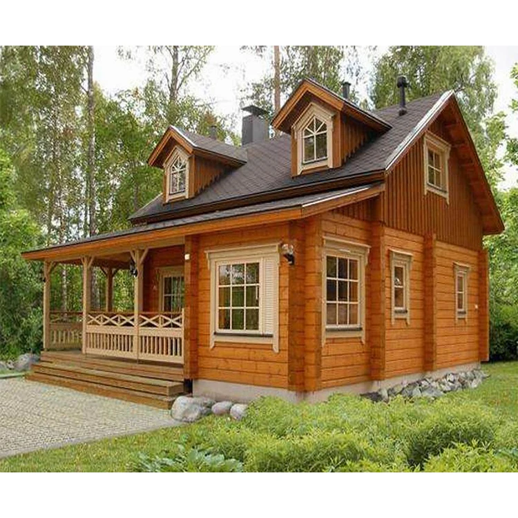 Prefabricated 2 - storeys Log Material and House Use wood houses and villas