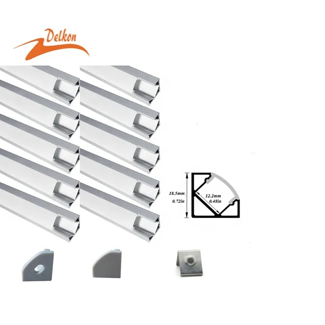 19*19mm 45 Degree Corner Aluminum LED Profile Systems with Mounting Accessories