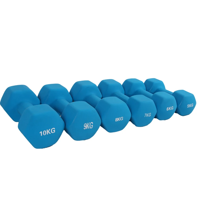 
Wholesale Weightlifting Colorful 10kg Neoprene Hex Dumbbell Set 