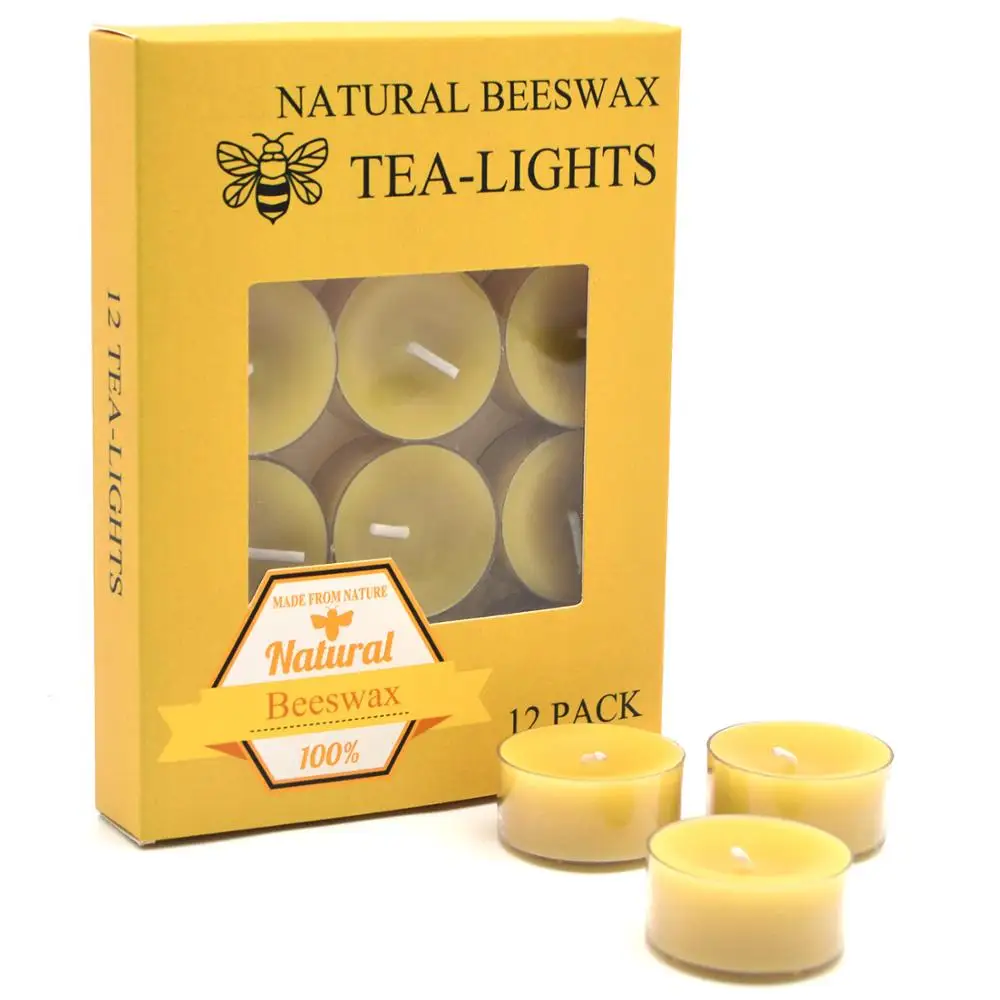 Handmade natural beeswax tealight candle