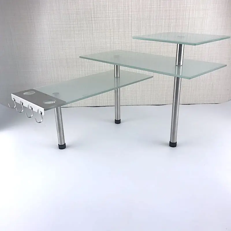 Modern 3-Tier Stainless Steel Kitchen Shelf Organizer for Spice Storage and Tempered Glass Home Storage Organization