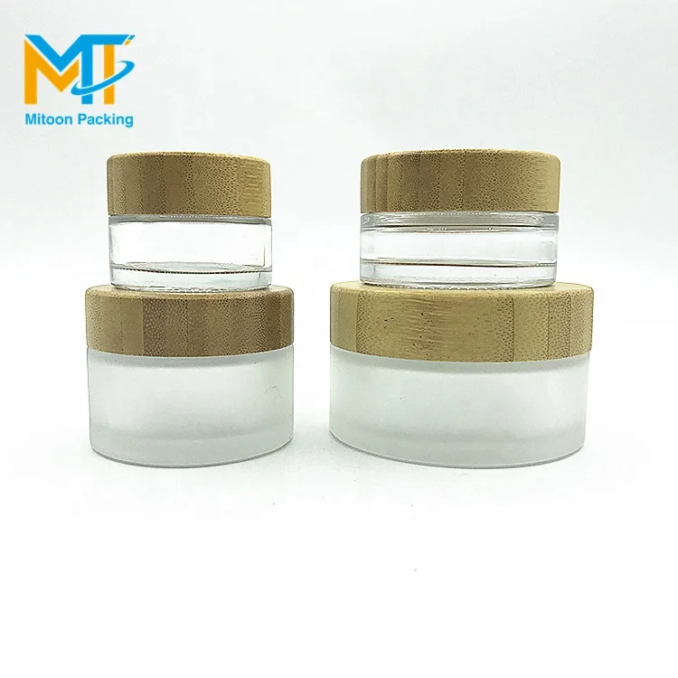 5 г 15 г 30 г 50 г 100 г Матовая косметическая стеклянная банка с бамбуковой винтовой крышкой