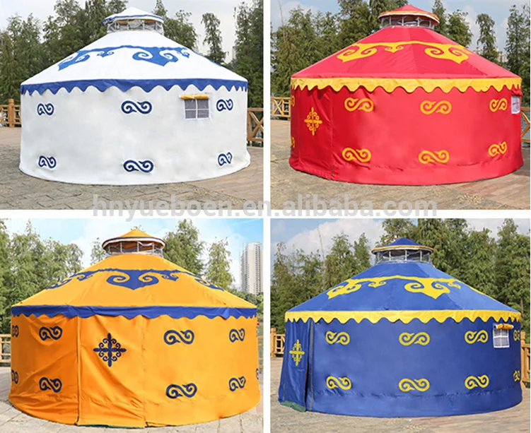 outdoor canvas waterproof steel frame tent camping mongolian ger yurt