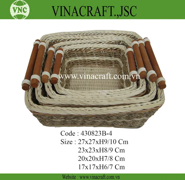 Wholesale Vietnam Woven rectangle Storage gift Rattan Basket for home