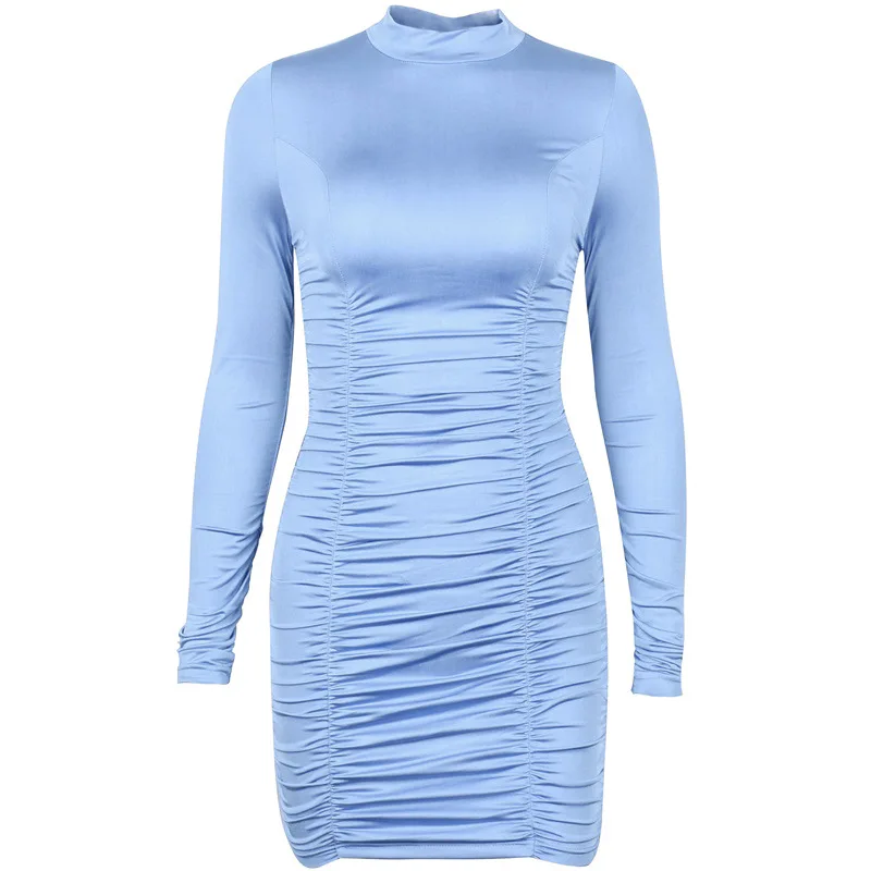 long sleeve high neck robe de soiree bodycon sexy denim dresses 2019 autumn winter women fashion party ropa de mujer