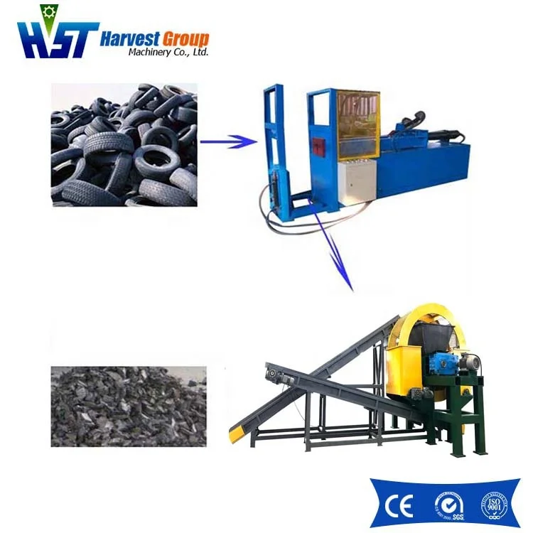 Waste tyre wire extractor tire recycling plant tire shredder for sale