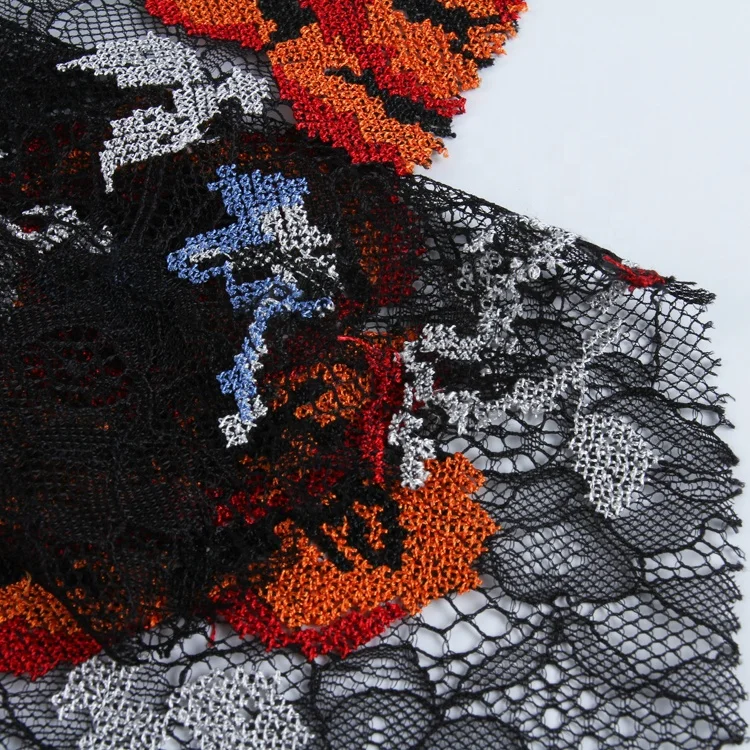 Fabric in Rolls New Fashion Useful Multi Color Elegant Embroidered Rose Lace with Embroidery Customized Color Knitted 1 Yards