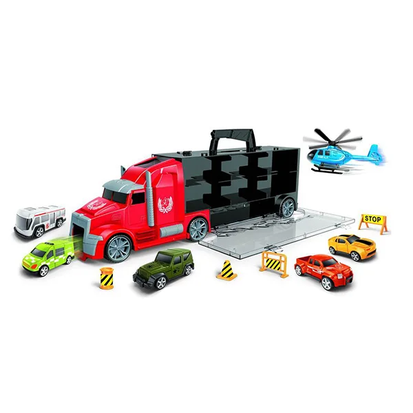 Funny large diecast toy container truck model with small car