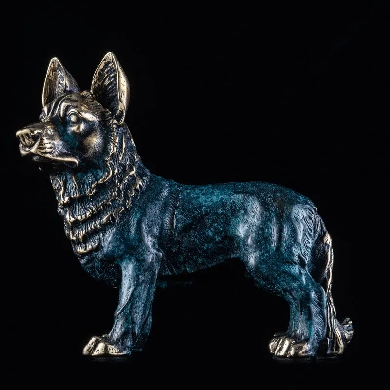 Factory custom copper crafts dog sculpture metal dog statues for home decor