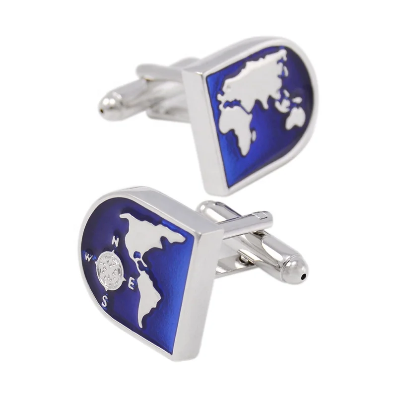 Novelty Mens Shirt Cufflinks High quality Blue Enamel Cuff links Brand Male Cuffs Accessories