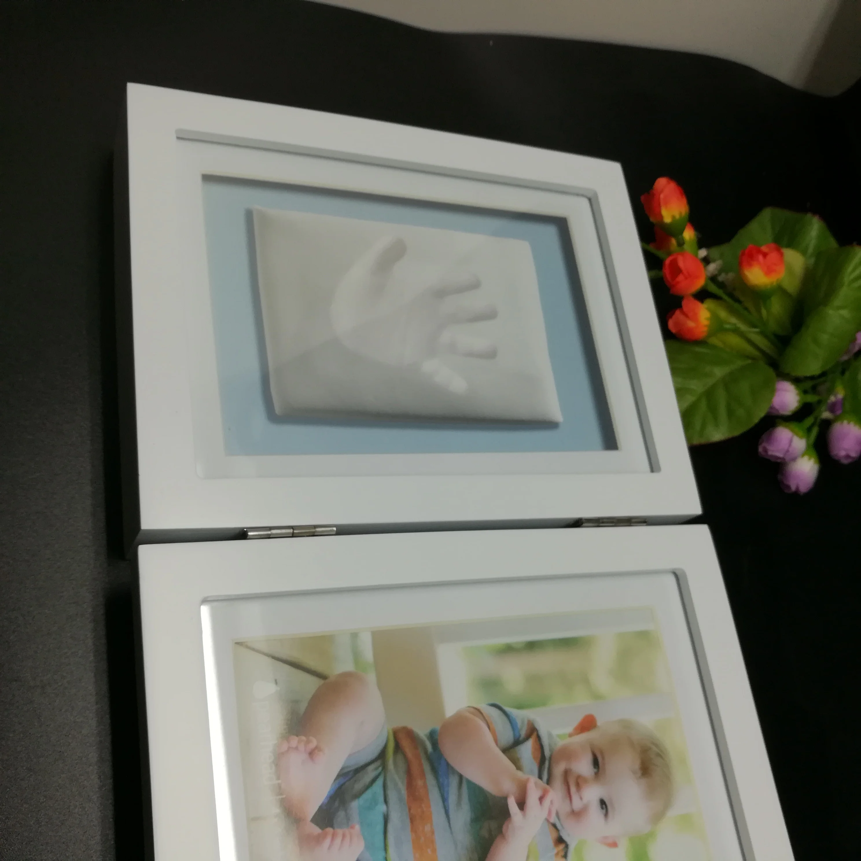 MDF Wooden Handprint and Footprint Clay baby picture Photo Frame