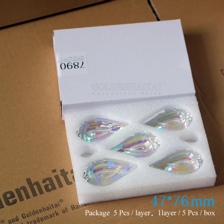 Goldenhaitai 76mm K9 Crystal Rainbow Prism for chandelier Lighting lamp accessories Jewelry Pendant 7890