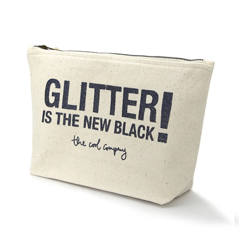 Customized Glitter Canvas Sequin Makeup Cosmetic Zipper Bag with Hot Stamping Logo