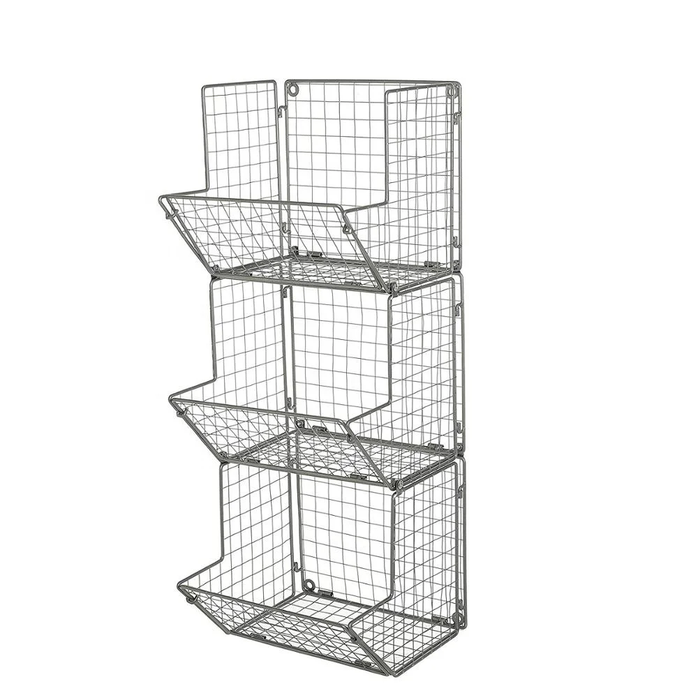 
Black 3 tier 4 tier wrought metal iron wire 2 tier collapsible wall hanging fruit basket 