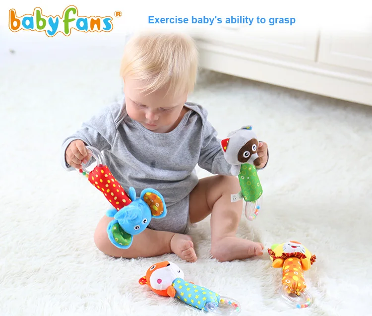 new born Baby rattle toys babyfans 2021 stuffed animal hand bell for kids educational infant toys