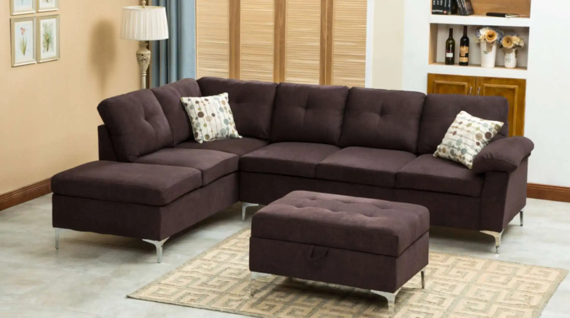 Latest Modern Living Room Contrast Piping Storage Ottoman Sofa Set Sofa Cum  Bed Sofa Bed