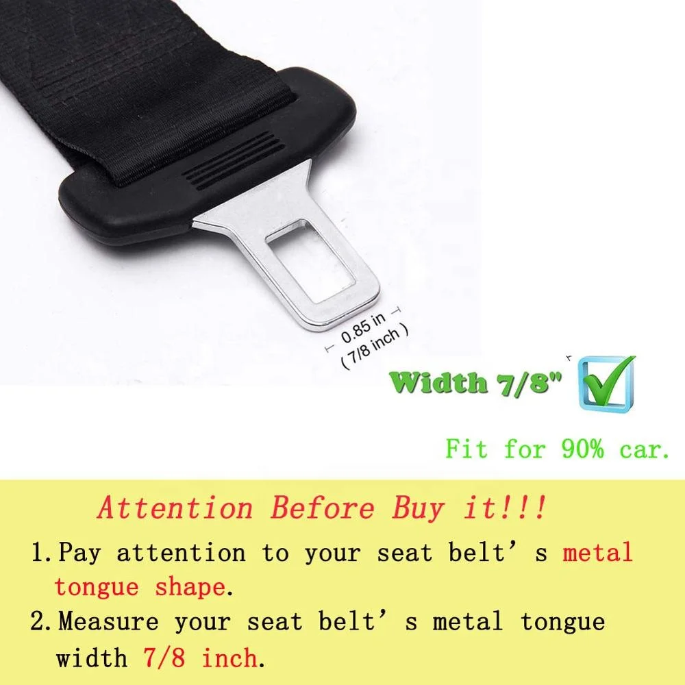 Adjustable Seat Belt Extender  7/8' Metal Tongue  Retractable Seat Belt Extension