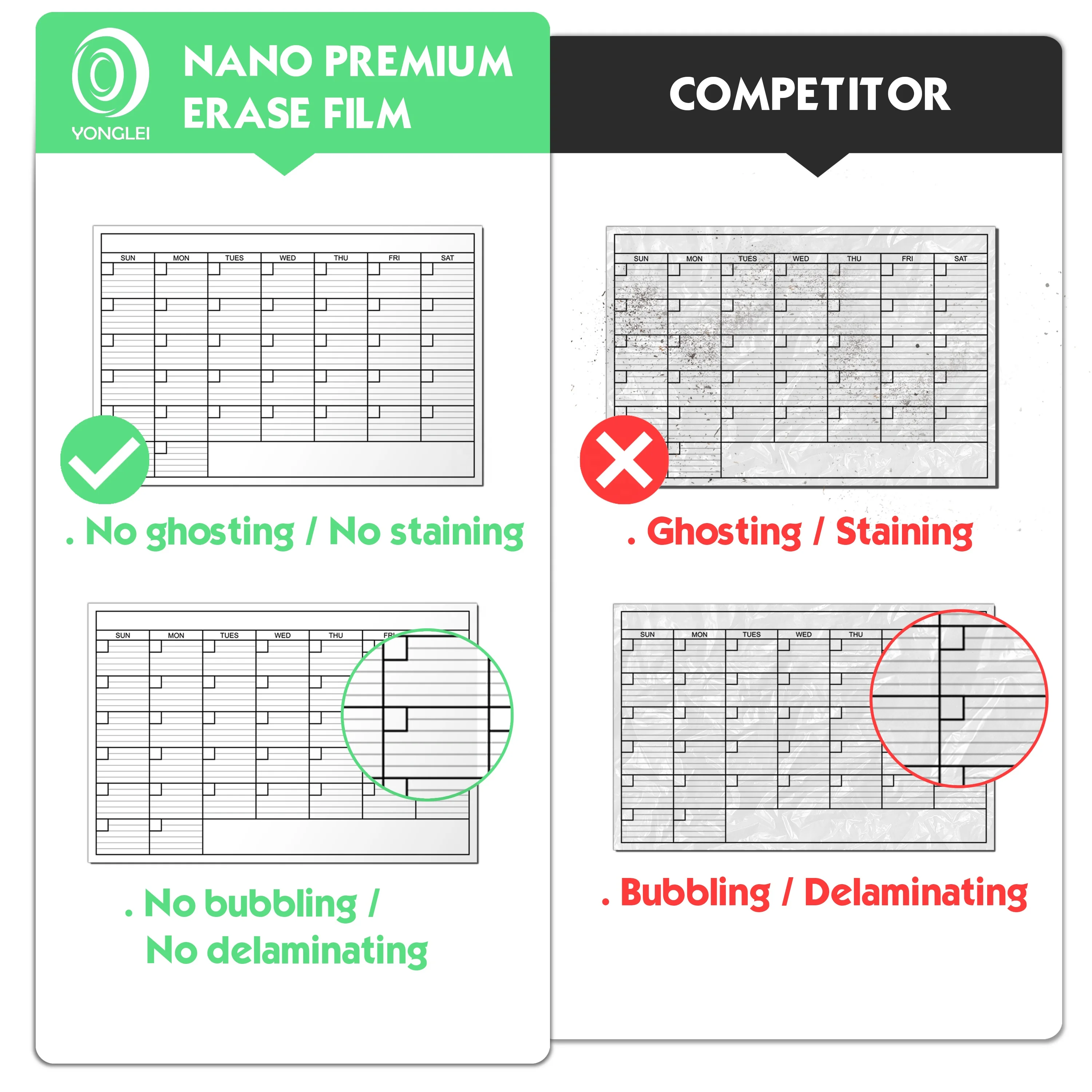 Premium Dry Erase White Board Calendar Whiteboard Planner Monthly Planner Board 36X48 Inch 010-01B1