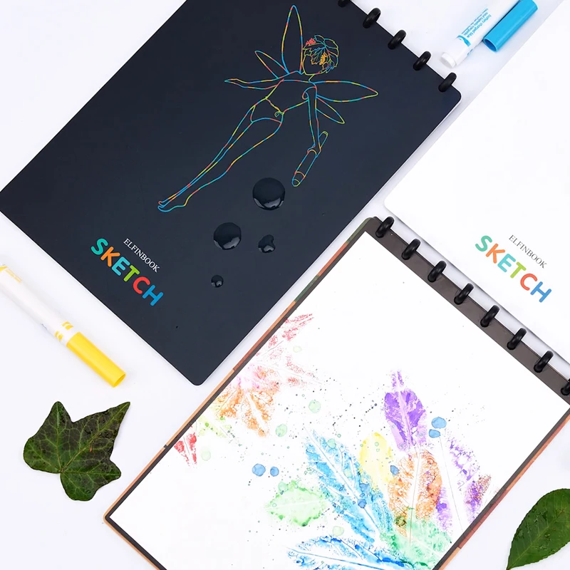 
 Elfinbook эскиз 2020 Новое поступление моющийся блокнот для рисования с приложением для воды скетчбук 16K многоразовый коврик книга с маркерами  