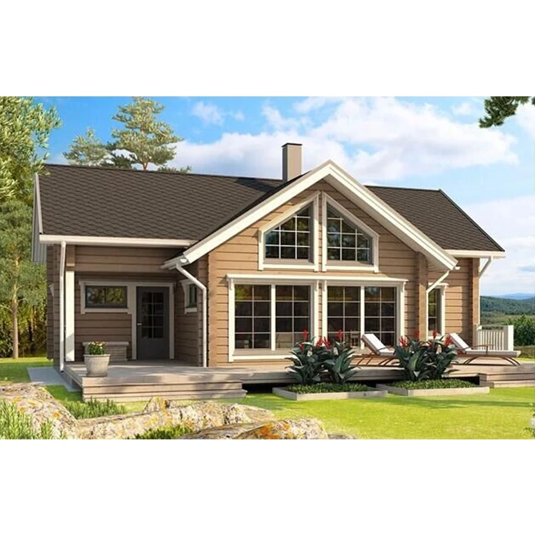 Russia pine and Canada spf Prefabricated Luxury 2 Storey Prefab House