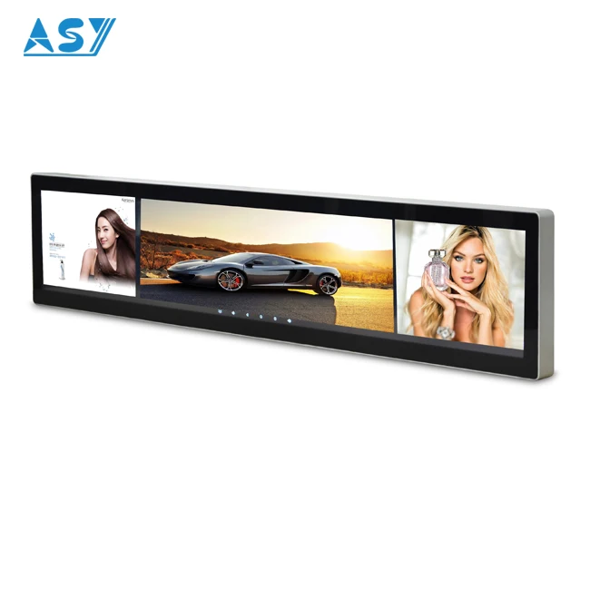 Ultra wide USB bar LCD display super market shopping mall 28.6 inch stretched bar lcd